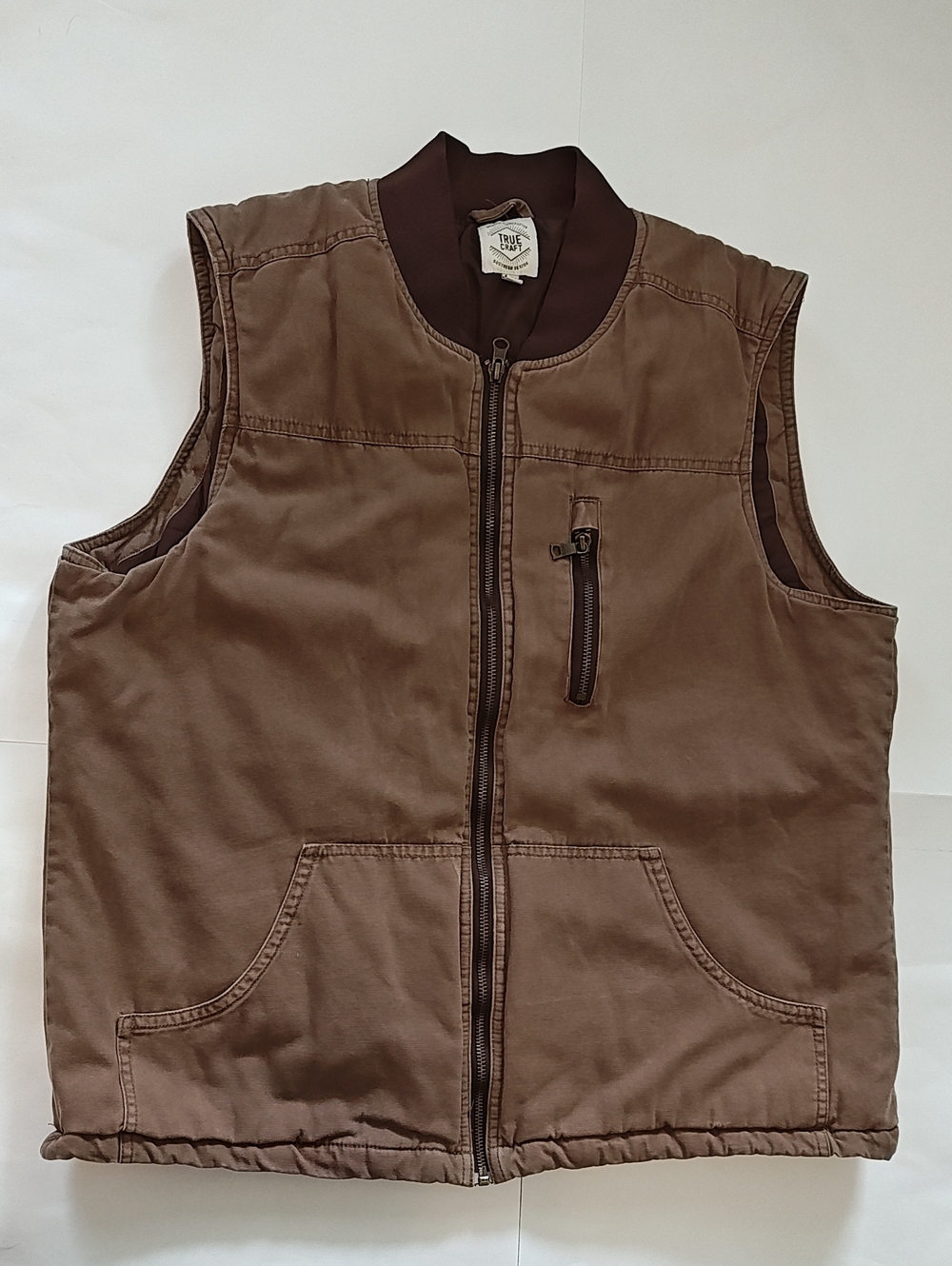 Men True Craft Brown Heavy Weight Utility Vest Large Winter Work Wear outdoor